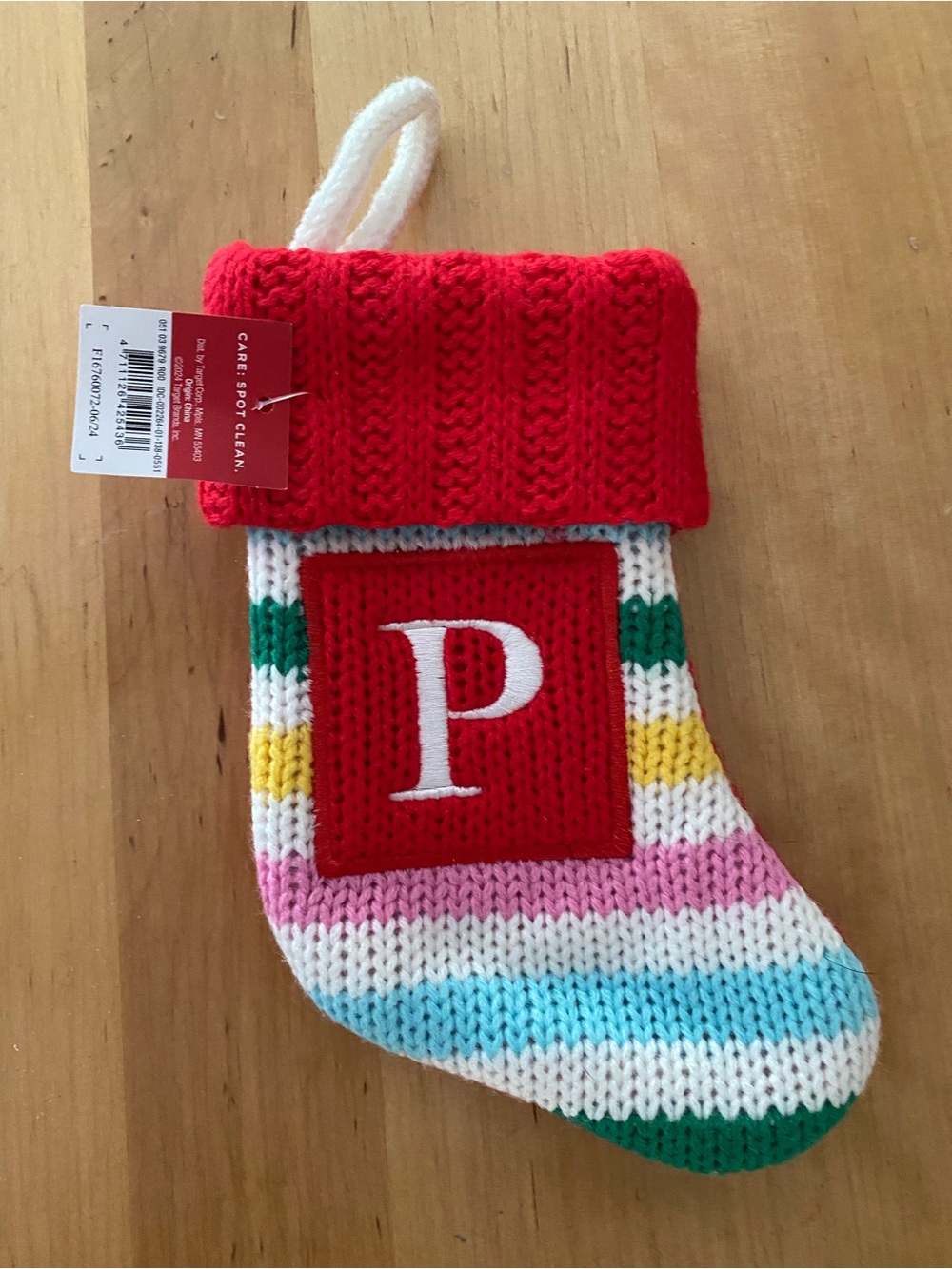 Wondershop Red mini Cuff P Holiday Stocking with Multicolor Stripes